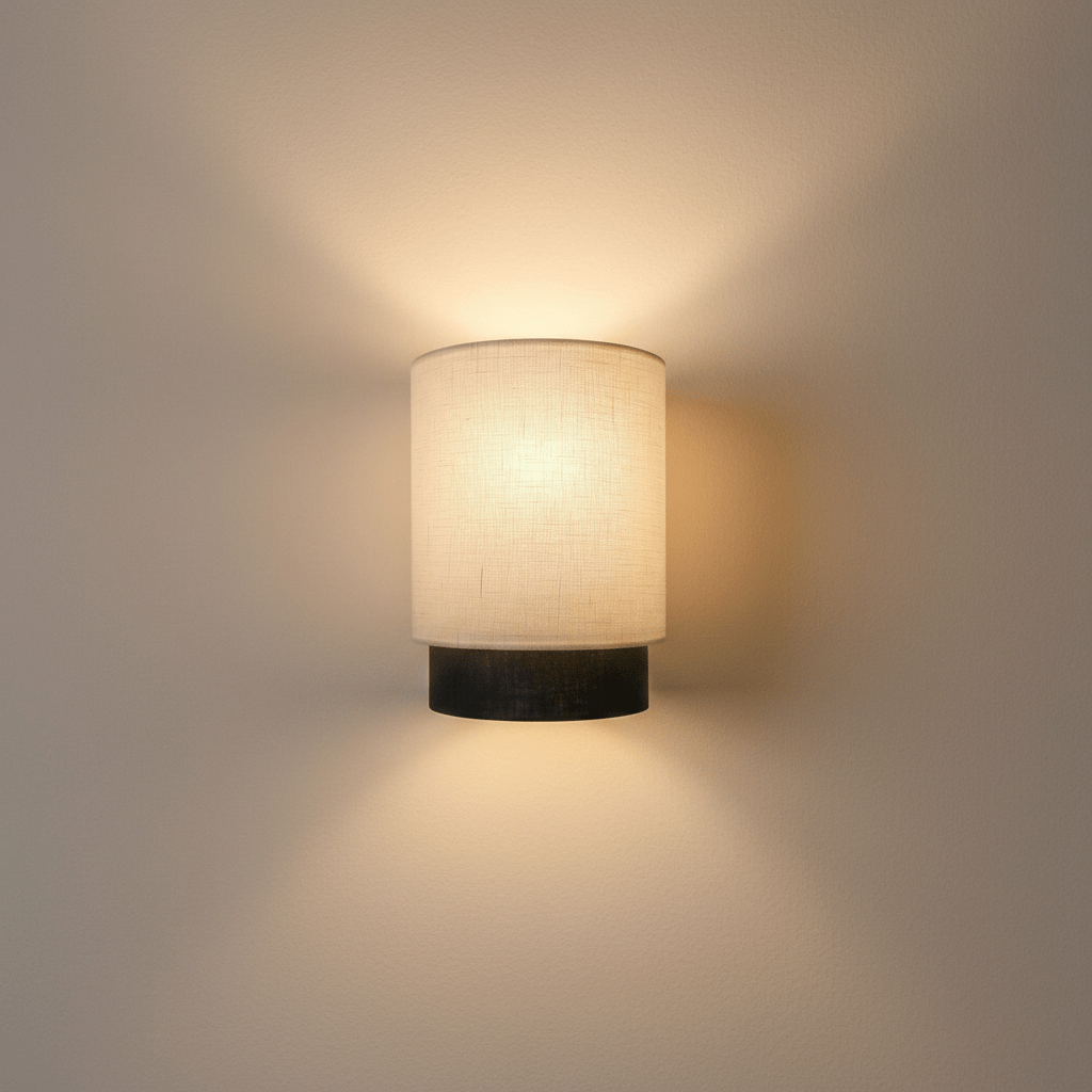 Iluminación para dormitorio. Aplique de pared con pantalla de lino.